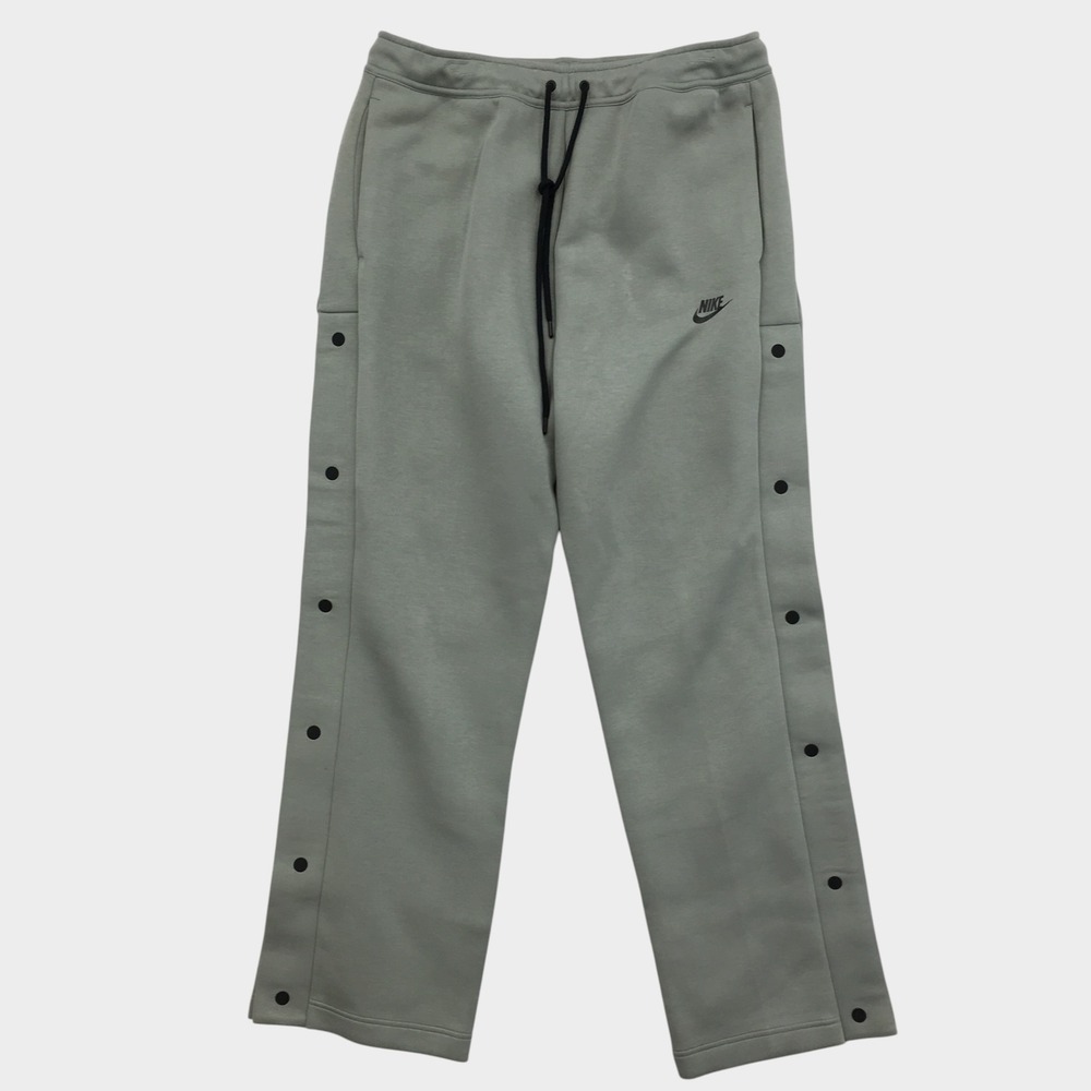 Nike Mens Snap Button Tearaway Pants Sage Green Fleece Sweatpants L FB8014-330